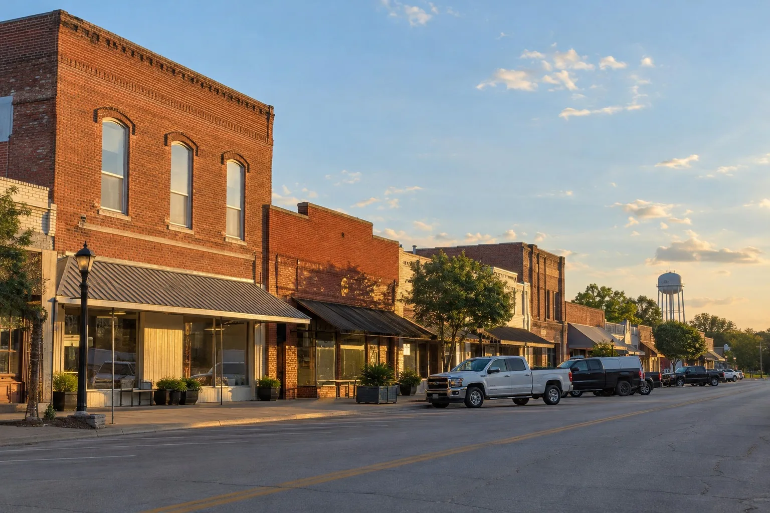 Small-town Main Street in Howe, Texas