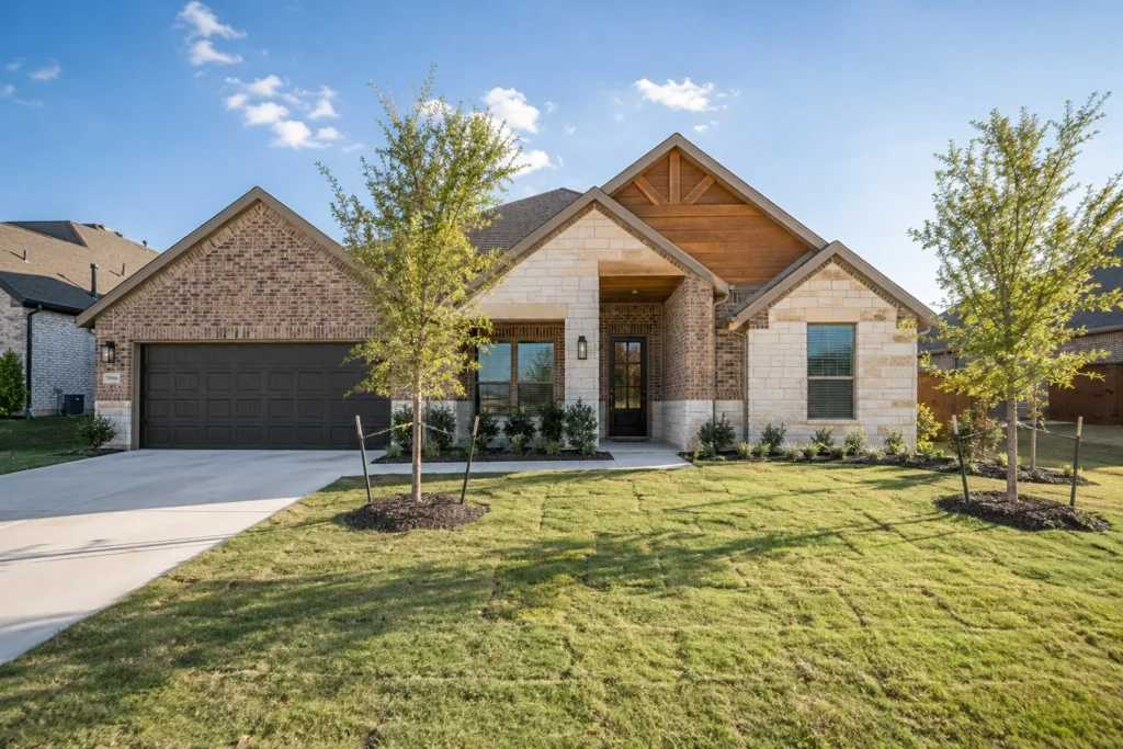 A new-construction home in North Texas — many builders here work with VA loan buyers