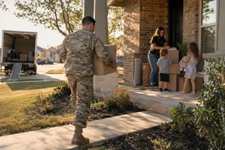 A soldier and his family moving in — military relocation to North Texas